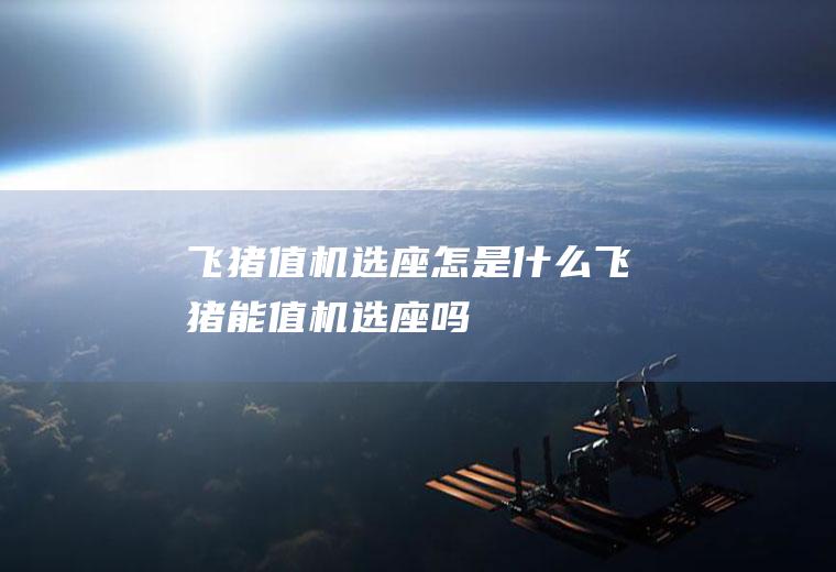 飞猪值机选座怎是什么飞猪能值机选座吗