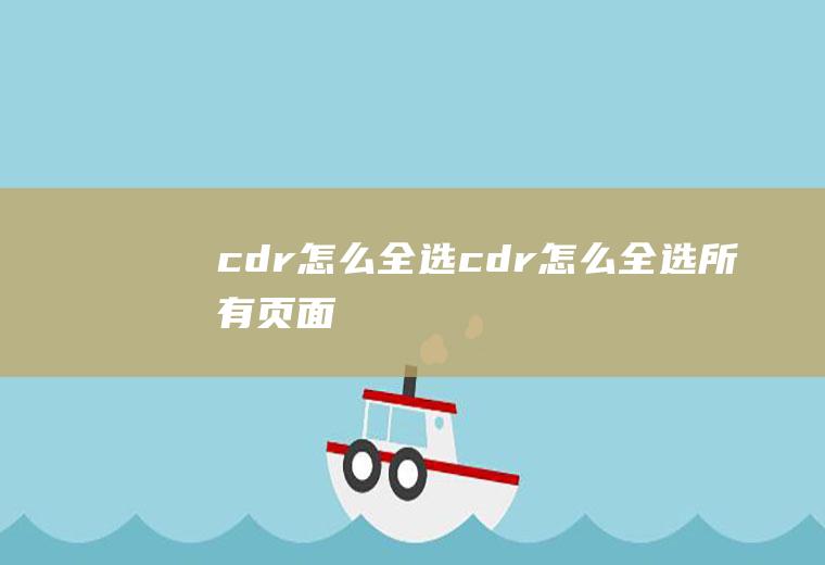 cdr怎么全选cdr怎么全选所有页面