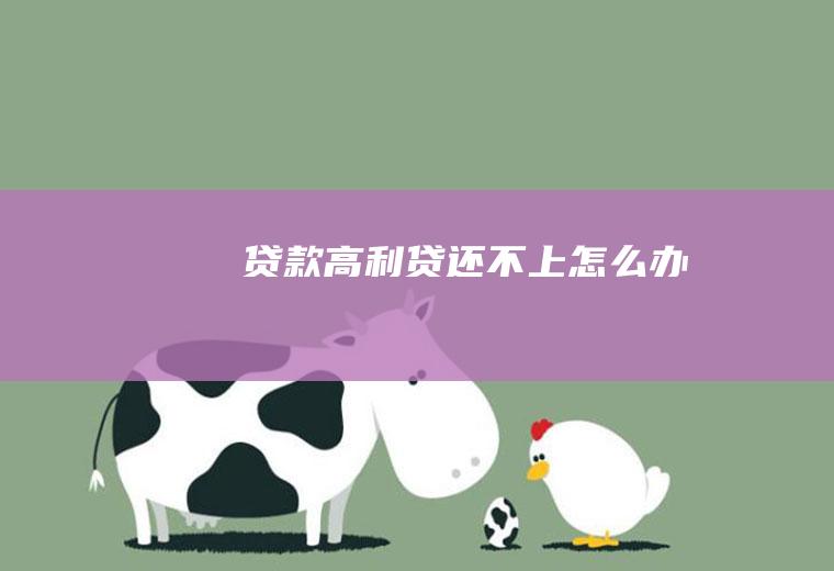 贷款高利贷还不上怎么办