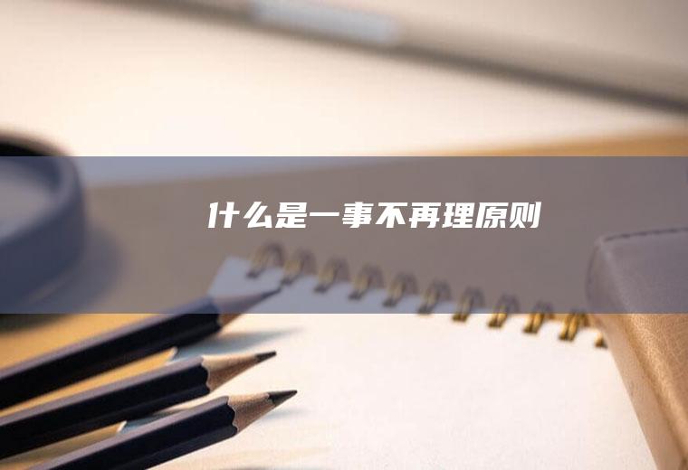 什么是一事不再理原则