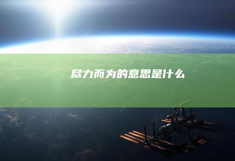 尽力而为的意思是什么