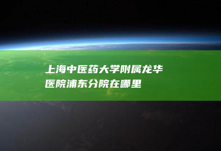 上海中医药大学附属龙华医院浦东分院在哪里