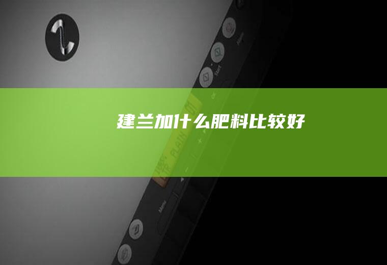 建兰加什么肥料比较好