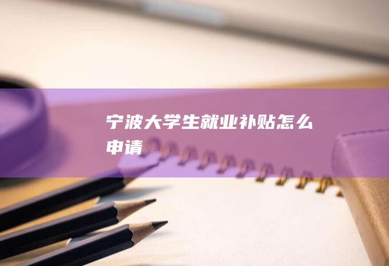 宁波大学生就业补贴怎么申请