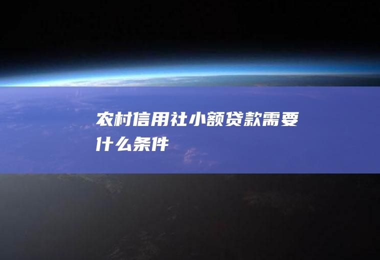 农村信用社小额贷款需要什么条件