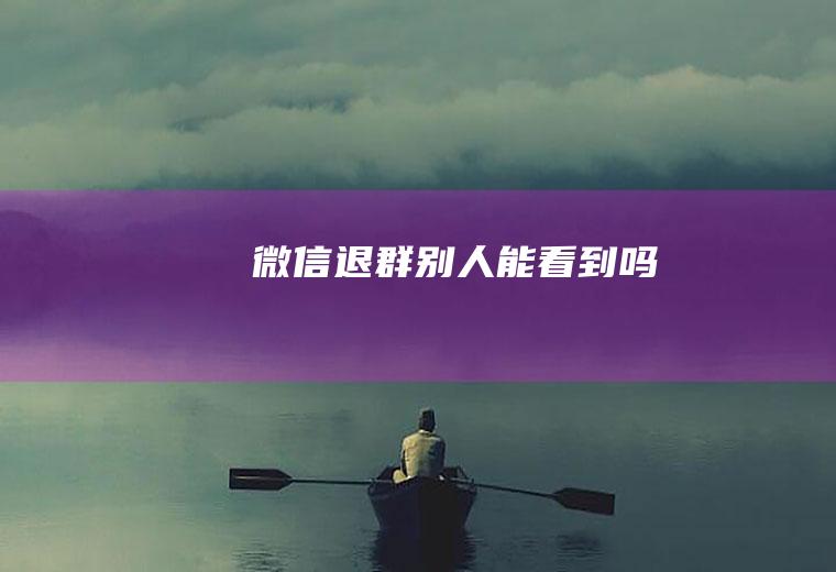 微信退群别人能看到吗