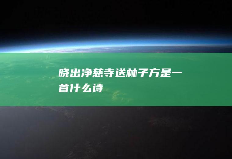 《晓出净慈寺送林子方》是一首什么诗