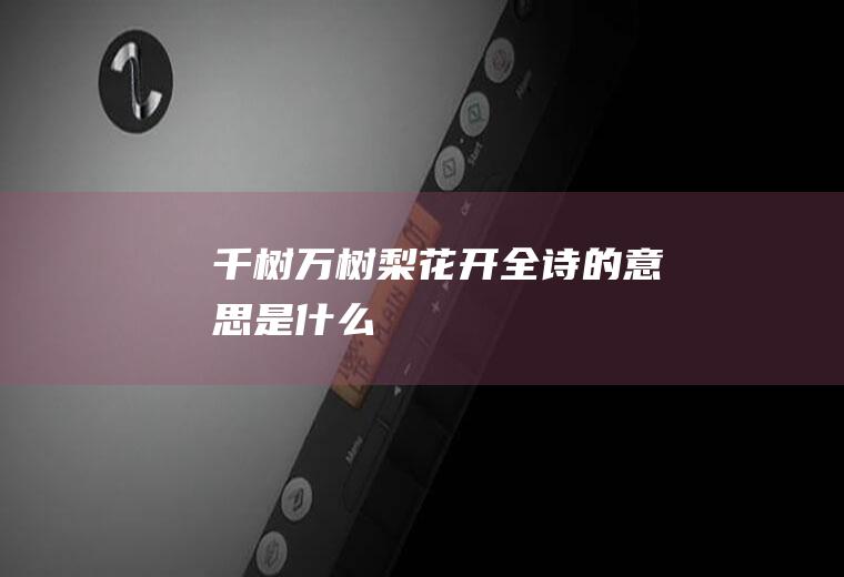 千树万树梨花开全诗的意思是什么