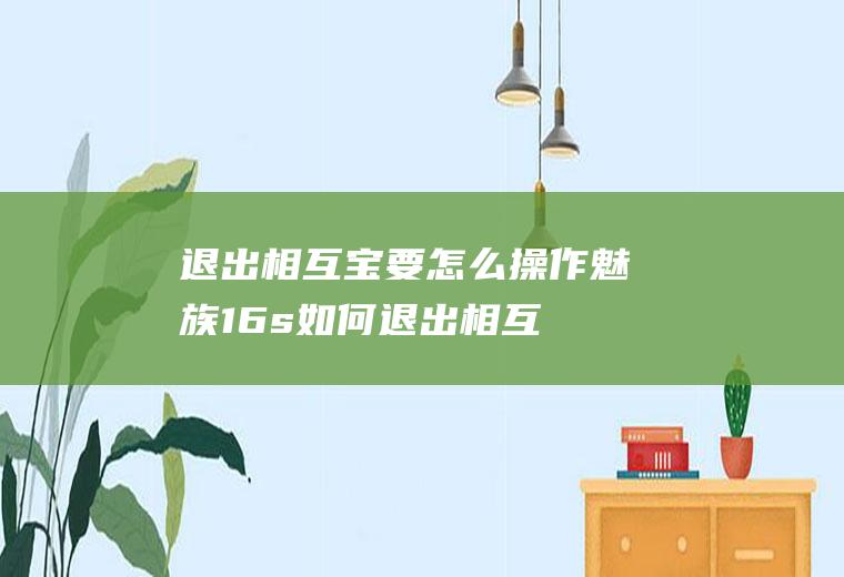 退出相互宝要怎么操作(魅族16s如何退出相互宝)