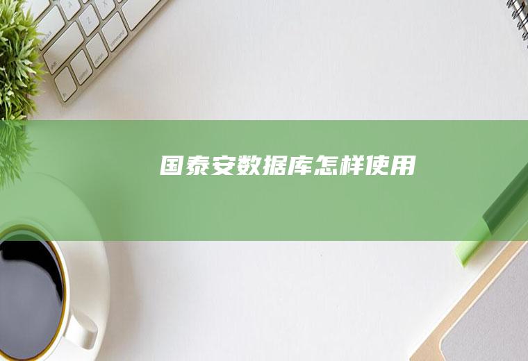 国泰安数据库怎样使用