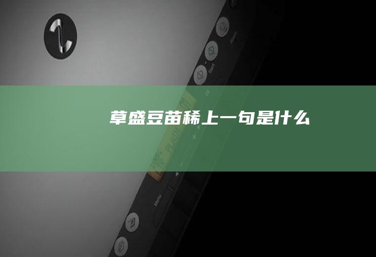 草盛豆苗稀上一句是什么