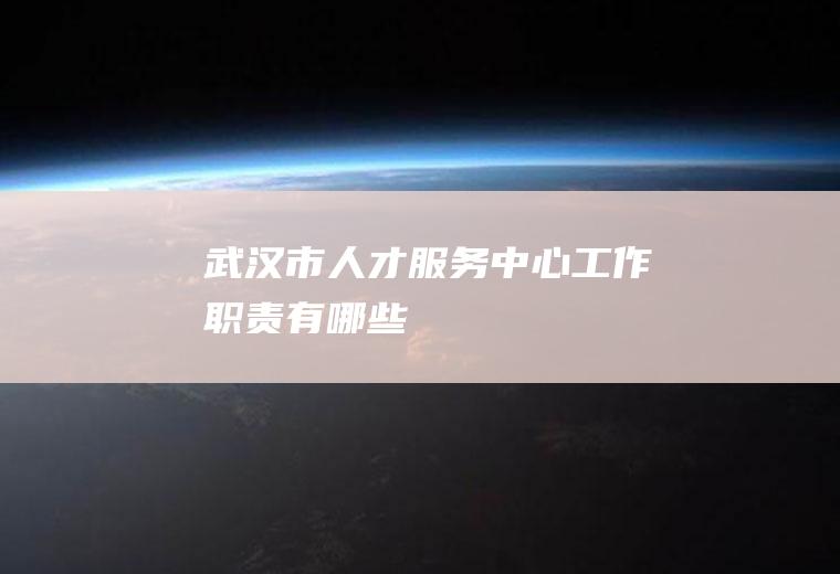 武汉市人才服务中心工作职责有哪些