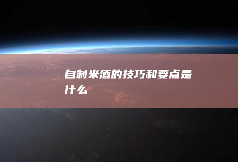 自制米酒的技巧和要点是什么