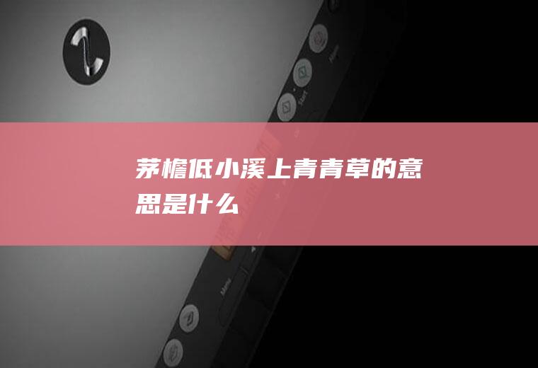茅檐低小溪上青青草的意思是什么