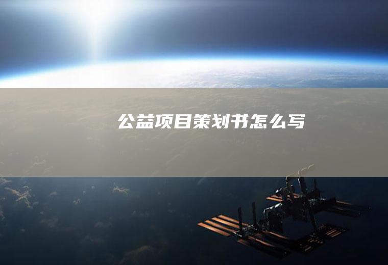 公益项目策划书怎么写