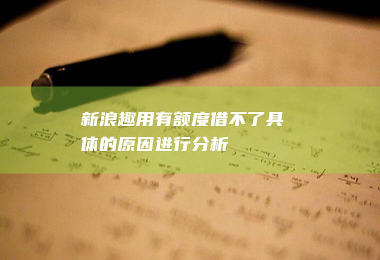 新浪趣用有额度借不了具体的原因进行分析