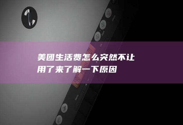 美团生活费怎么突然不让用了来了解一下原因！
