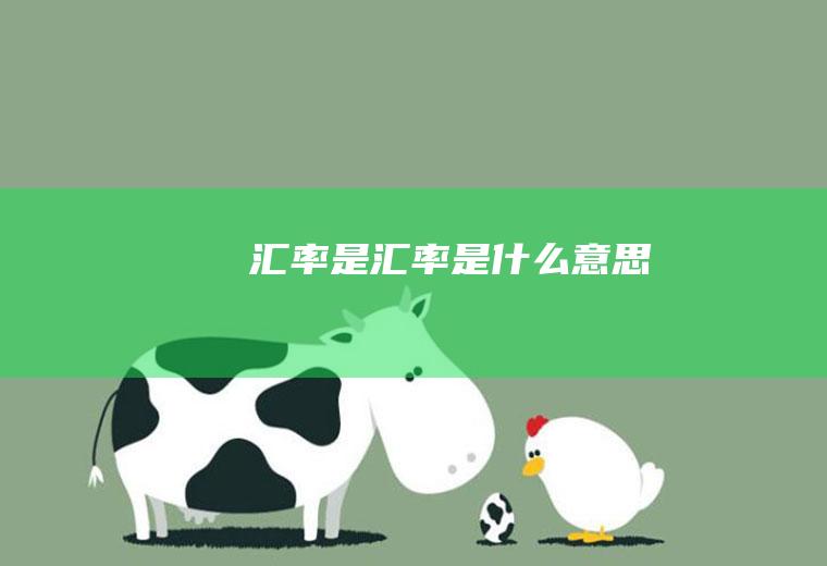 汇率是汇率是什么意思