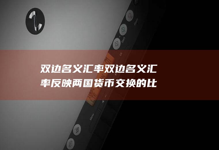 双边名义汇率双边名义汇率反映两国货币交换的比价