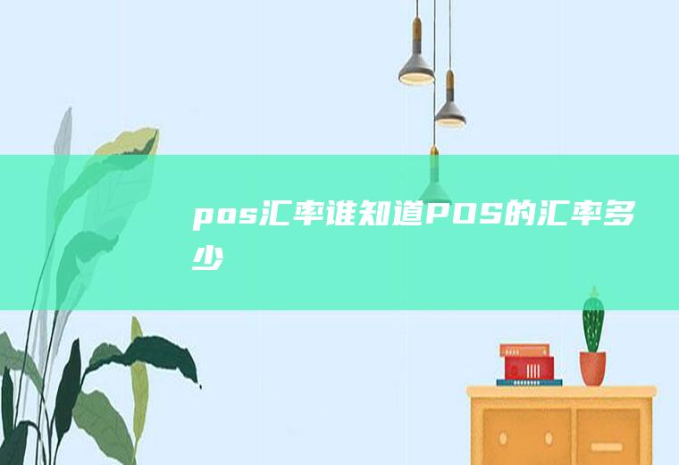 pos汇率,谁知道POS的汇率多少