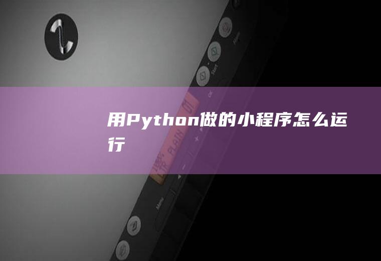 用Python做的小程序怎么运行