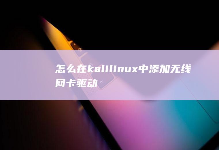 怎么在kalilinux中添加无线网卡驱动