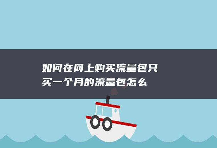 如何在网上购买流量包(只买一个月的流量包怎么买)