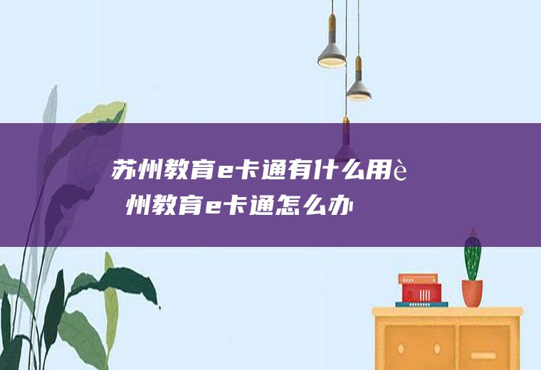 苏州教育e卡通有什么用,苏州教育e卡通怎么办休闲年卡