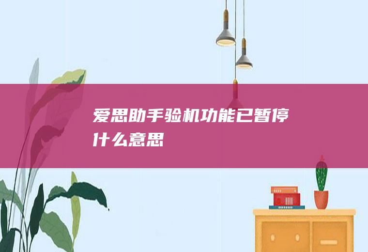 爱思助手验机功能已暂停什么意思