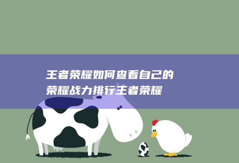 王者荣耀如何查看自己的荣耀战力排行(王者荣耀哪里看荣耀战力)