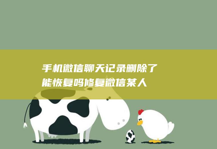 手机微信聊天记录删除了能恢复吗,修复微信某人聊天记录？